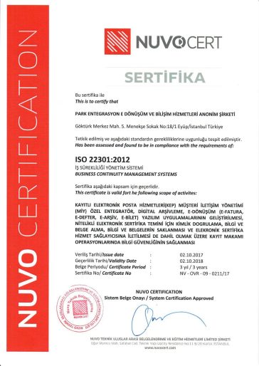 ISO 22301:2012 — İş Sürekliliği Yönetim Sistemi